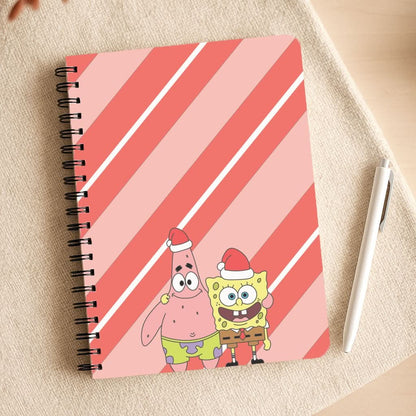 Cartoon Sponge And Starfish Christmas Hats Notepad
