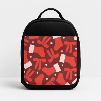 Stockings And Bows Pattern Insulated Lunch Bag