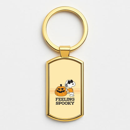 Feeling Spooky Cartoon Beagle Gold Keyring