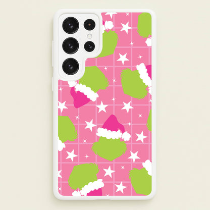 Pink Green Creature Xmas Pattern Galaxy S22 Ultra Case