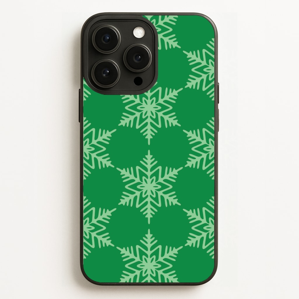 Green Giant Snowflakes Christmas Pattern iPhone 12 Pro Max Case