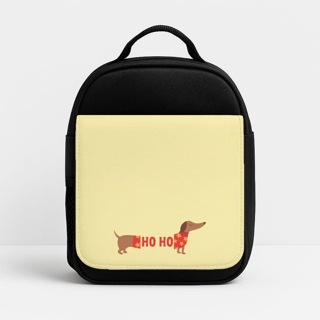 Christmas Jumper Ho Ho Dachshund Insulated Lunch Bag
