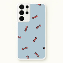 Race Cars Pattern Blue Galaxy S21 Ultra Case