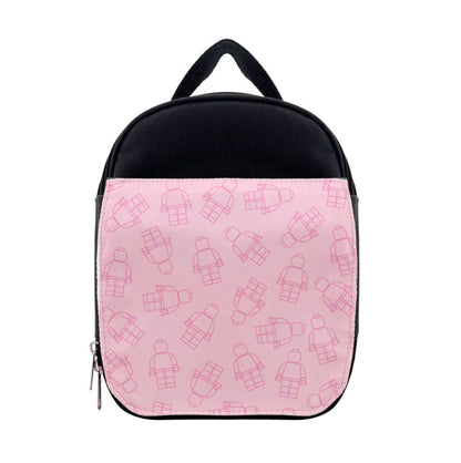 Bricks Figures Pattern Pink Lunchbox