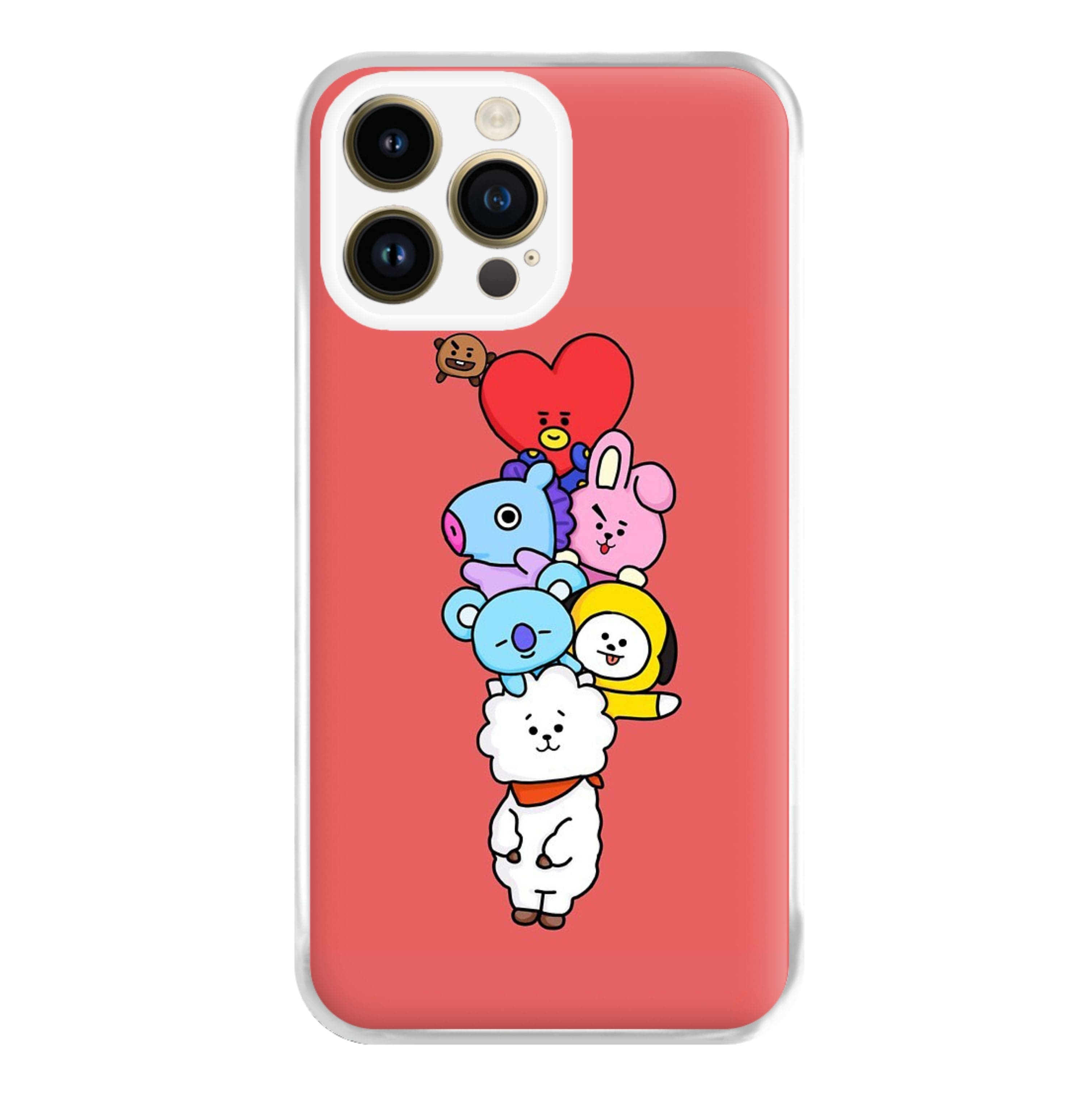 Red BT21 - RJ, Mang, Koya, Chimmy, Cooky, Shooky, Tata - K Pop Phone Case