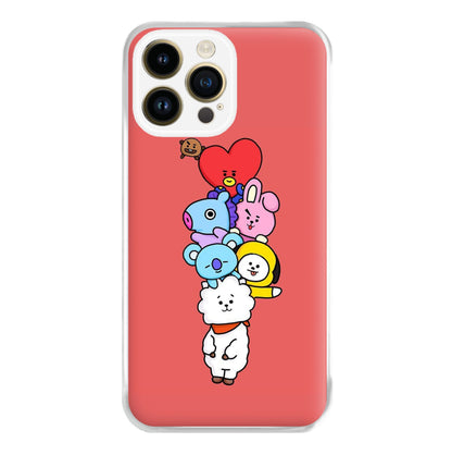 Red BT21 - RJ, Mang, Koya, Chimmy, Cooky, Shooky, Tata - K Pop Phone Case