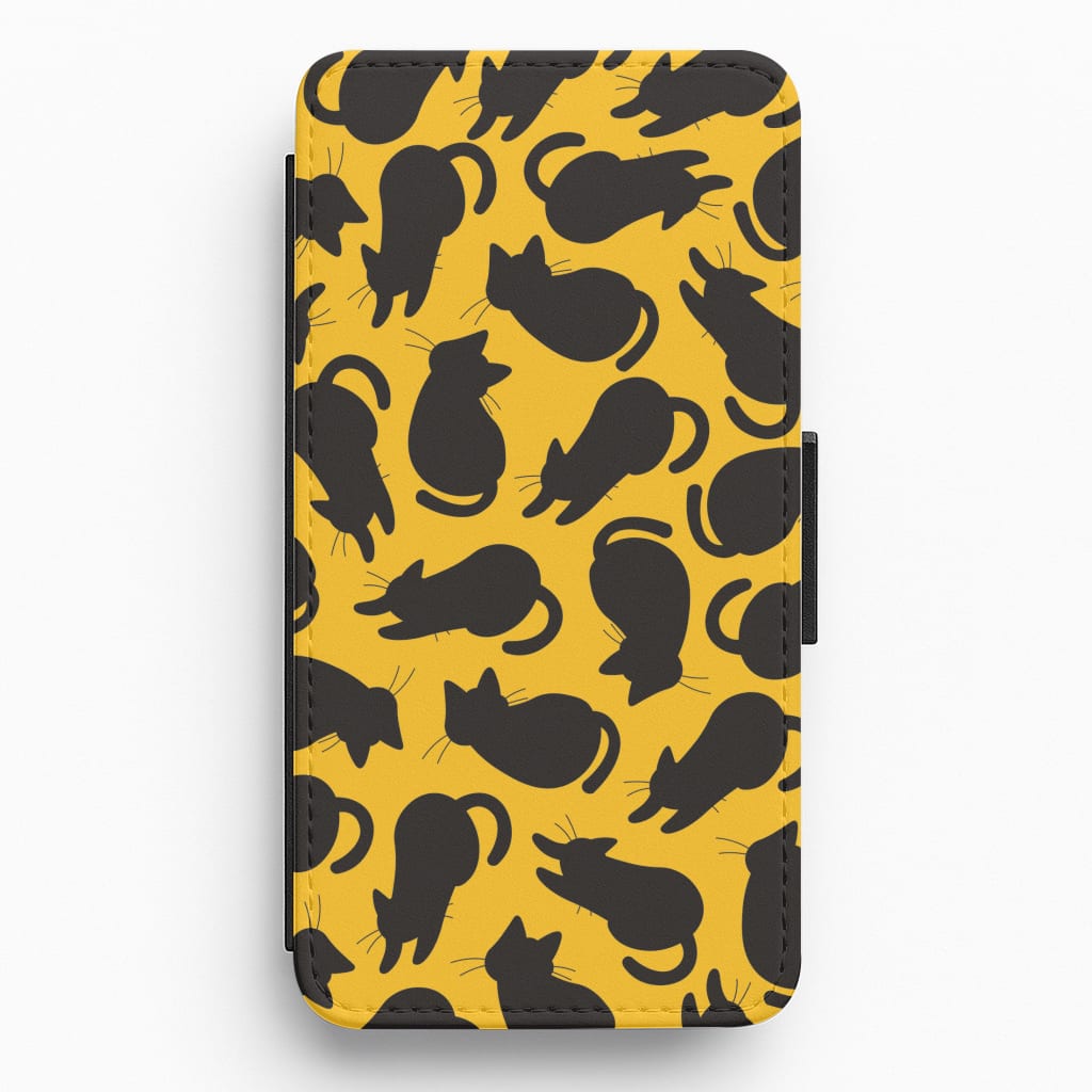 Black Cat Silhouettes Pattern Flip / Wallet Phone Case