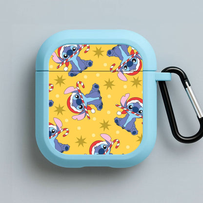 Cute Blue Alien Candycane Christmas Pattern Blue AirPods Case