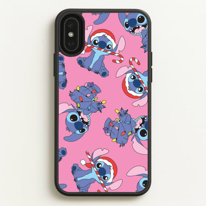 Christmas Cute Blue Alien Pattern iPhone XS Max Case