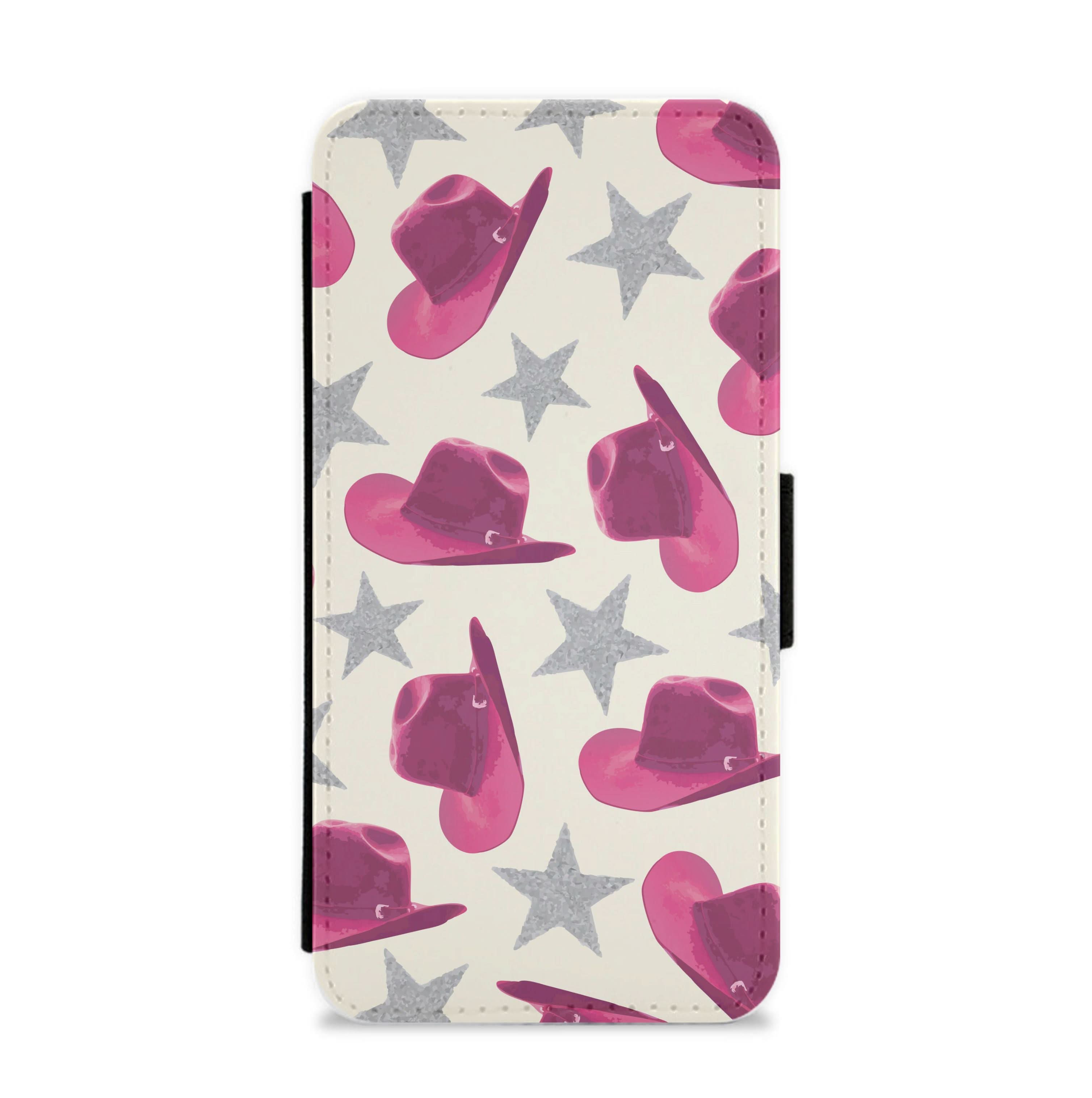 Pink Cowboy Hats And Stars Pattern Flip / Wallet Phone Case