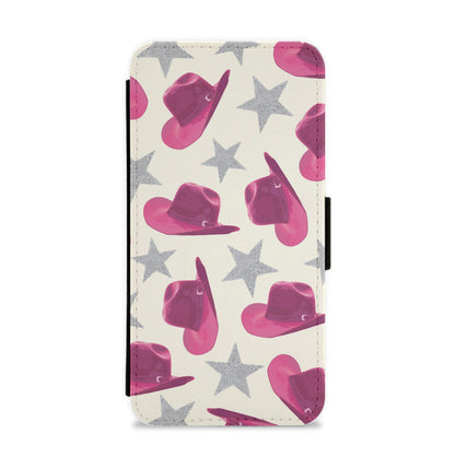 Pink Cowboy Hats And Stars Pattern Flip / Wallet Phone Case