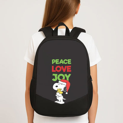 Peace, Love, Joy Christmas Cartoon Beagle School Bag