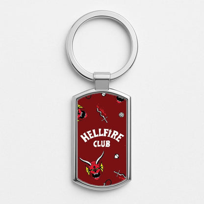 Hellfire Club Icons Collage Red Silver Metal Keyring