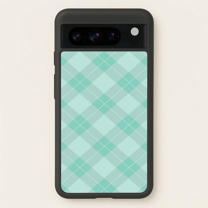 Light Cyan Tartan Christmas Pattern Google Pixel 8 Pro Case