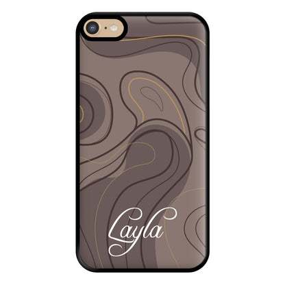 Brown Marble Waves Personalised Name iPhone 6 Plus / 7 Plus / 8 Plus Case