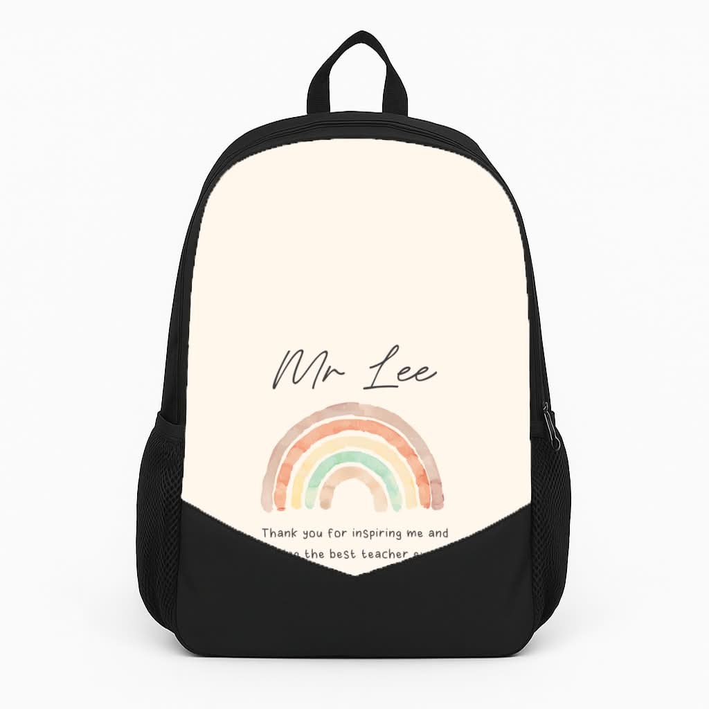 Biege Personalised Teacher Rainbow  Backpack