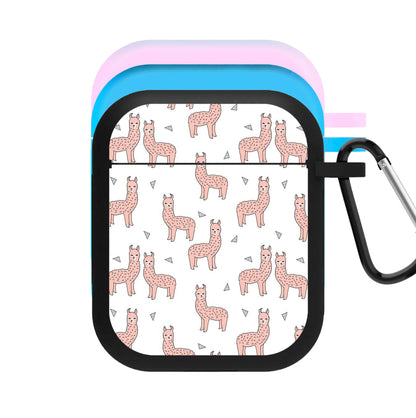 Pale Pink Alpaca Pattern AirPods Case