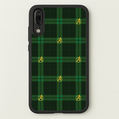 Superhero Team Green Tartan Pattern Huawei P20 Case