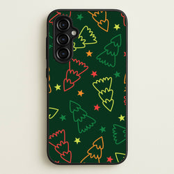 Colourful Christmas Tree Outlines Pattern Galaxy A54 Case