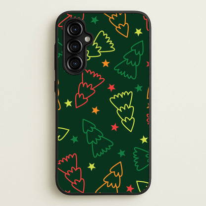 Colourful Christmas Tree Outlines Pattern Galaxy A54 Case
