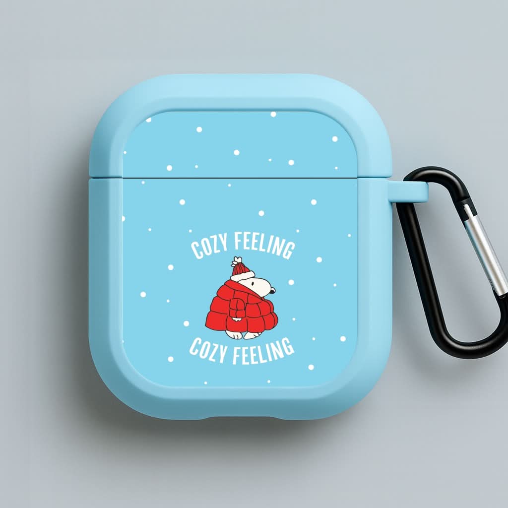 Cozy Feeling Cartoon Beagle Puffer Jacket Blue AirPods Case