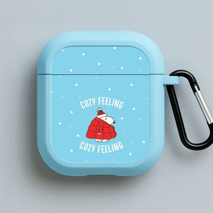 Cozy Feeling Cartoon Beagle Puffer Jacket Blue AirPods Case