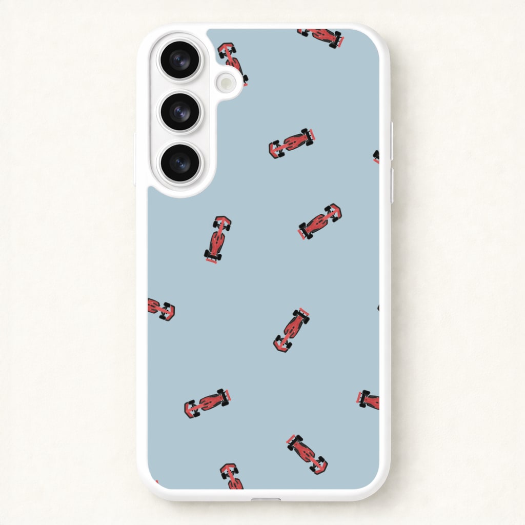 Race Cars Pattern Blue Galaxy S26 Case