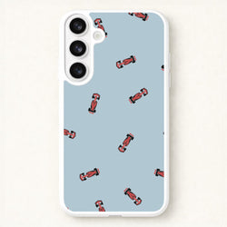 Race Cars Pattern Blue Galaxy S26 Case