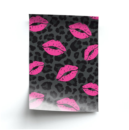 Pink Lipstick Cheetah Print Poster
