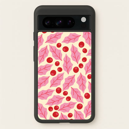 Pink Holly And Berries Pattern Google Pixel 8 Pro Case