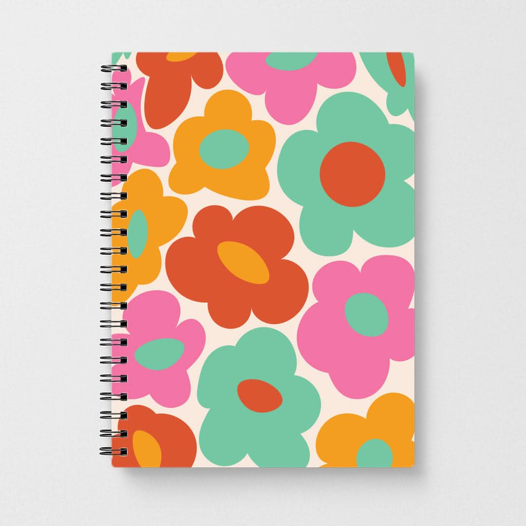 Abstract Trippy Retro Flowers Notebook