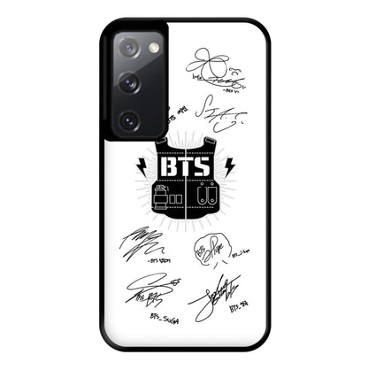 White K-Pop Band Army Logo and Signatures Phone Case