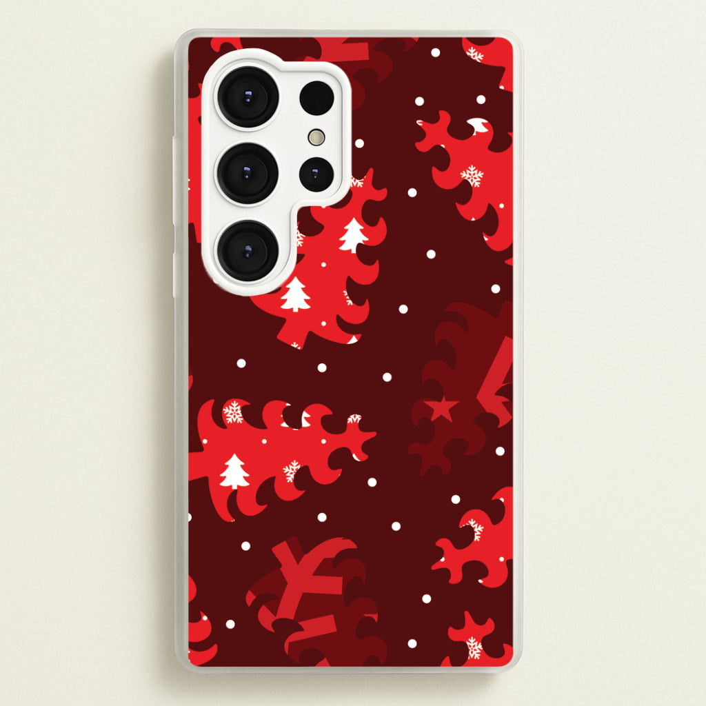 Wrapping Paper Christmas Tree Pattern Galaxy S25 Ultra Case