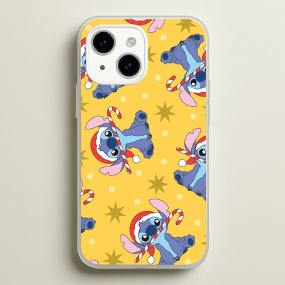 Cute Blue Alien Candycane Christmas Pattern iPhone 14 Case