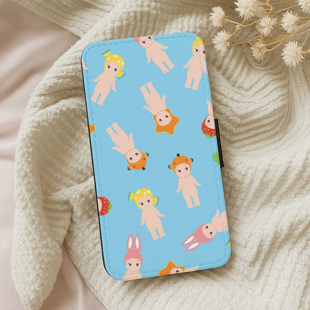 Angels Pattern Leather Phone Case