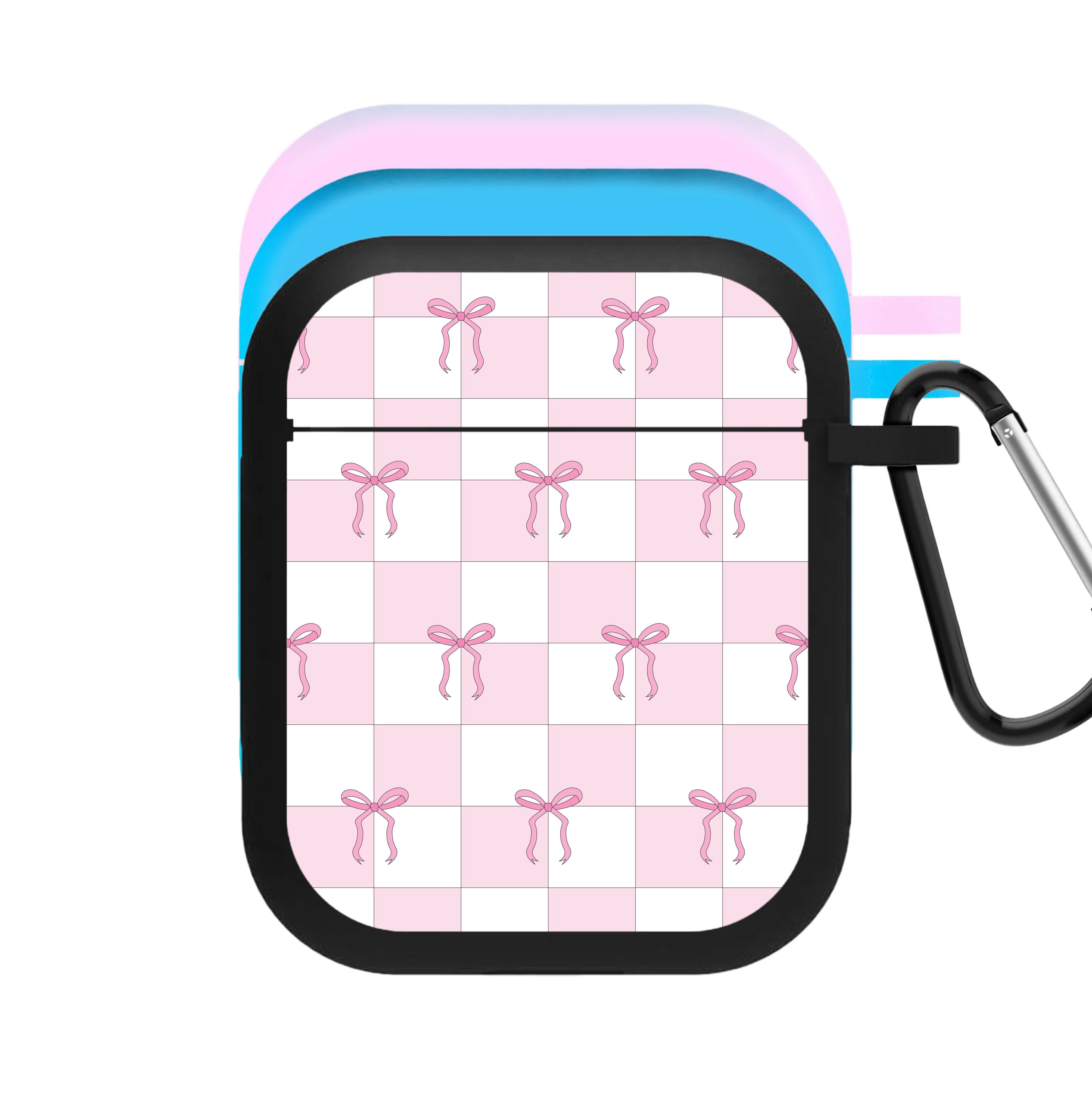 Checkered Pink Coquette Bows  AirPods Case