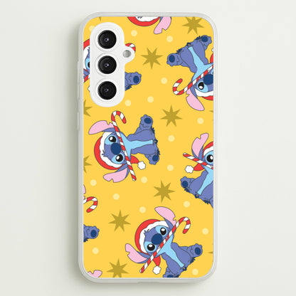 Cute Blue Alien Candycane Christmas Pattern Galaxy S23FE Case