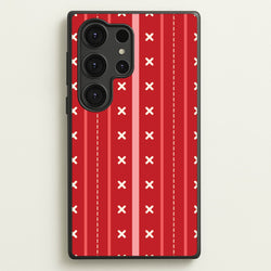 Stripes And Stitches Red Christmas Pattern Galaxy S25 Ultra Case