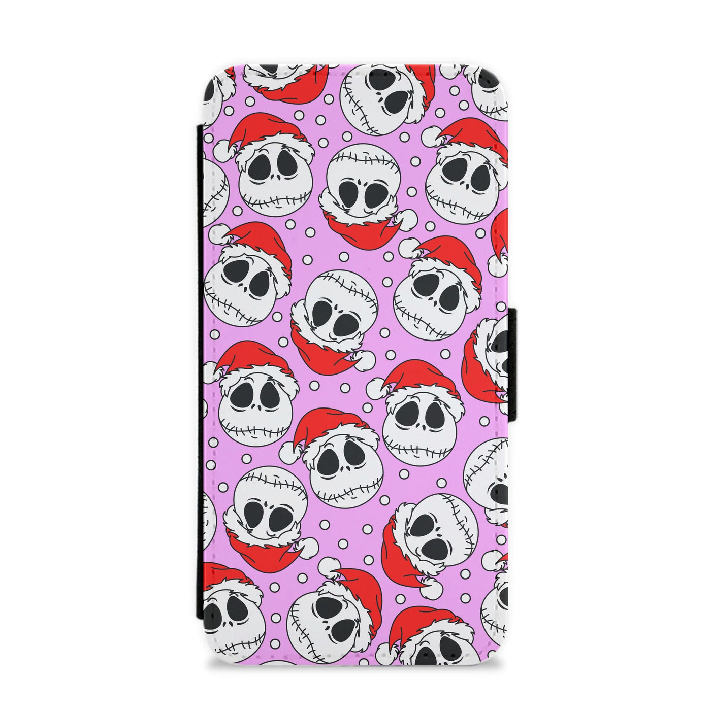 Pink Christmas Skull Pattern Flip / Wallet Phone Case