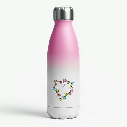 Cartoon Mouse Christmas Fairylights Heart Pink Water Bottle