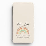 Beige Personalised Teacher Rainbow  Flip / Wallet Phone Case 1