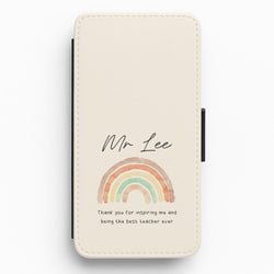 Biege Personalised Teacher Rainbow  Flip / Wallet Phone Case