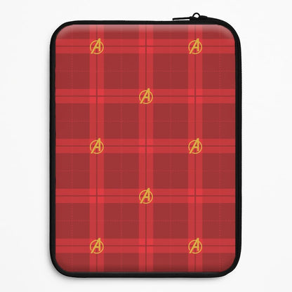 Superhero Team Red Tartan Pattern Universal Laptop Sleeve