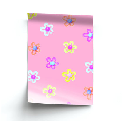 Flower Gems Pattern Poster