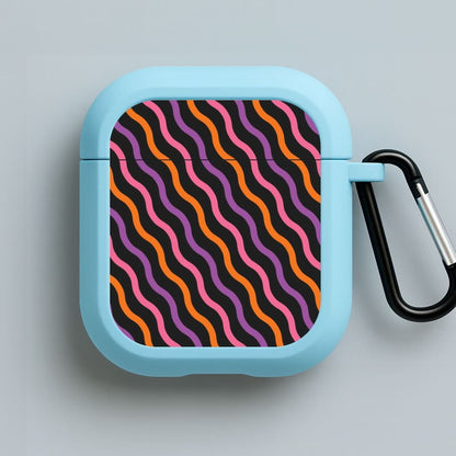 Wavy Abstract Halloween Pattern Blue AirPods Case