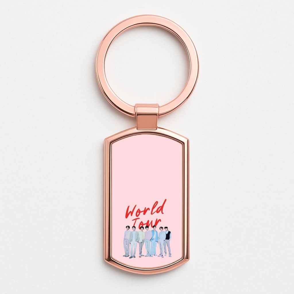 K-Pop Band Pastel Tour Rose Gold Keyring
