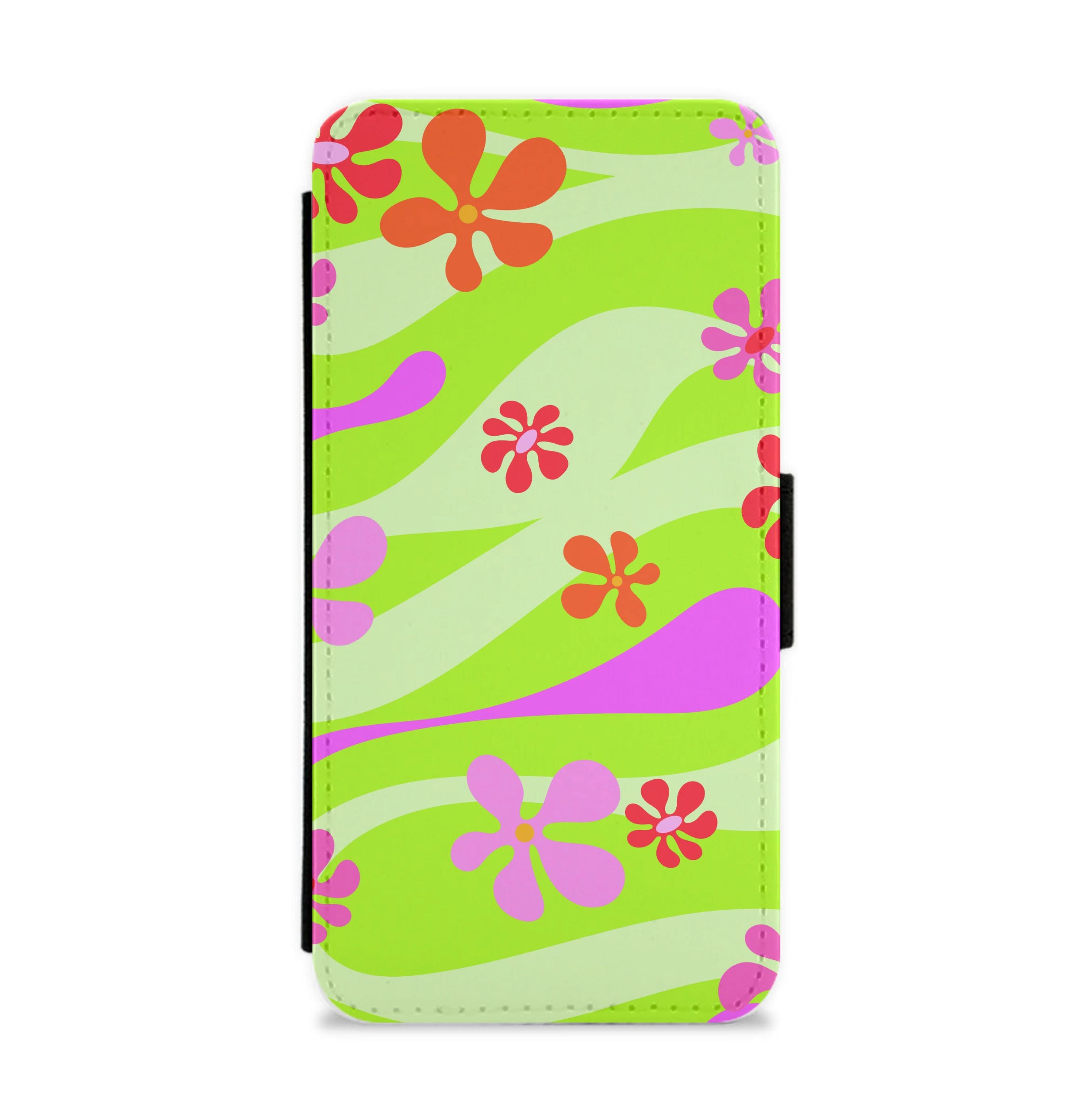 Retro Flowers Pattern Flip / Wallet Phone Case