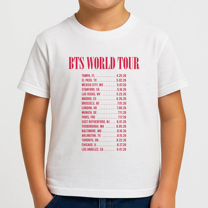 K-Pop Band World Tour List 2026 Boys T-Shirt