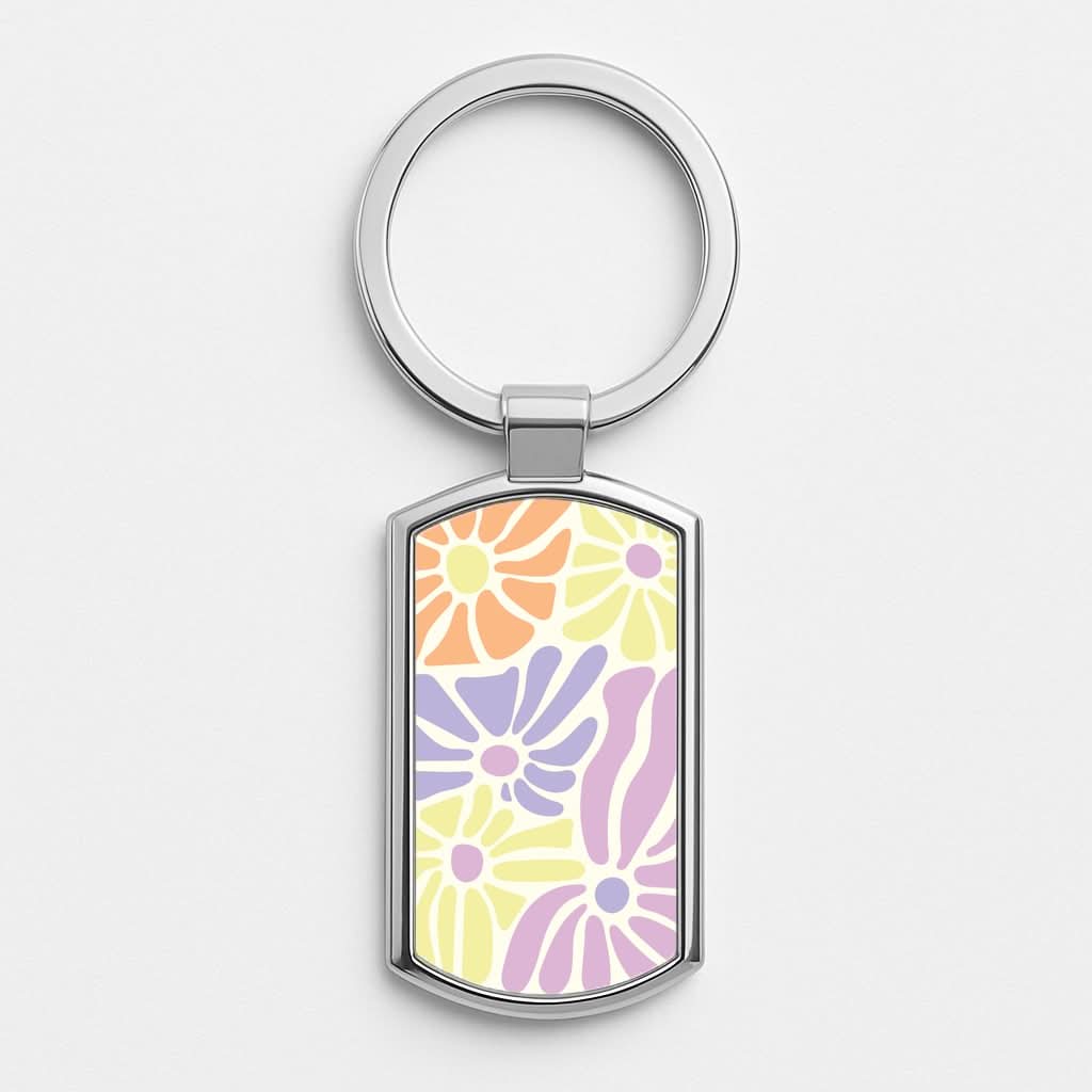 Pastel Abstract Flowers Luxury Keyring