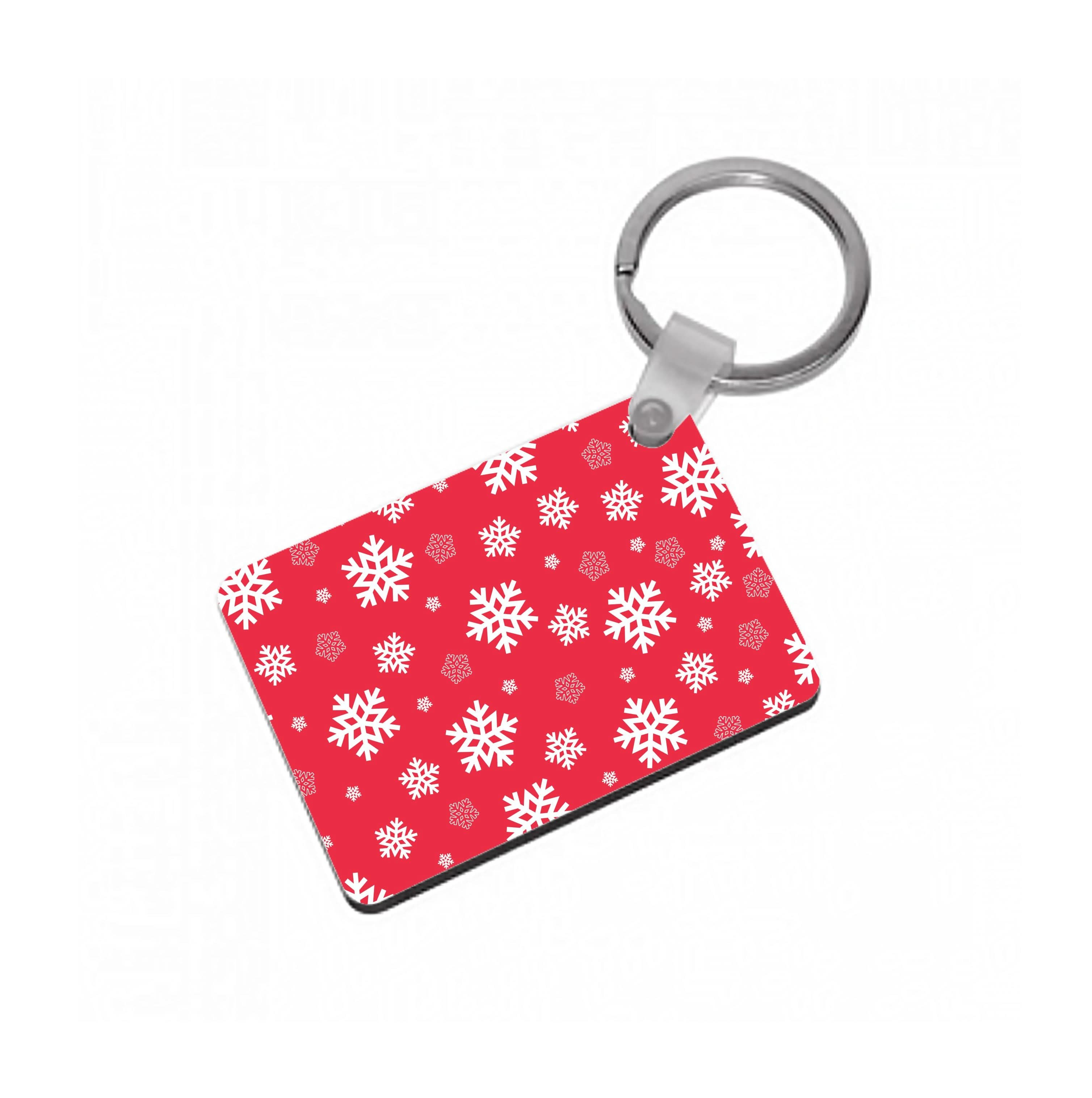 Red Snow Pattern Keyring